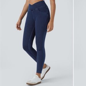 Halara Flex™ High Waisted Crossover Pockets Denim Work Leggings